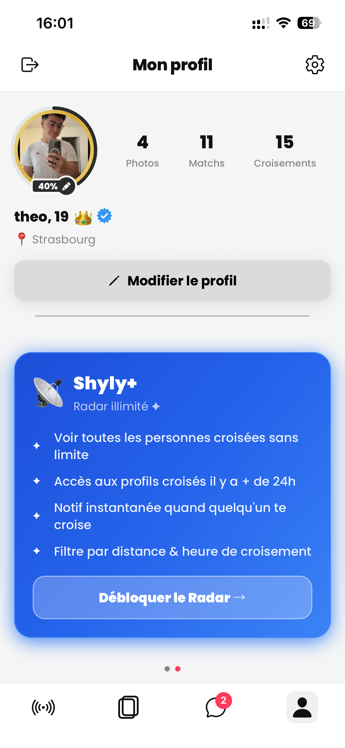 Écran Profil Shyly
